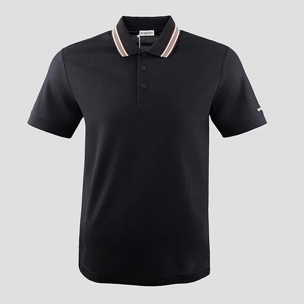 Áo Polo Nam Burberry Icon Stripe Lightweight Cotton With Logo At Sleeve In Black 81118111 Màu Đen Size L