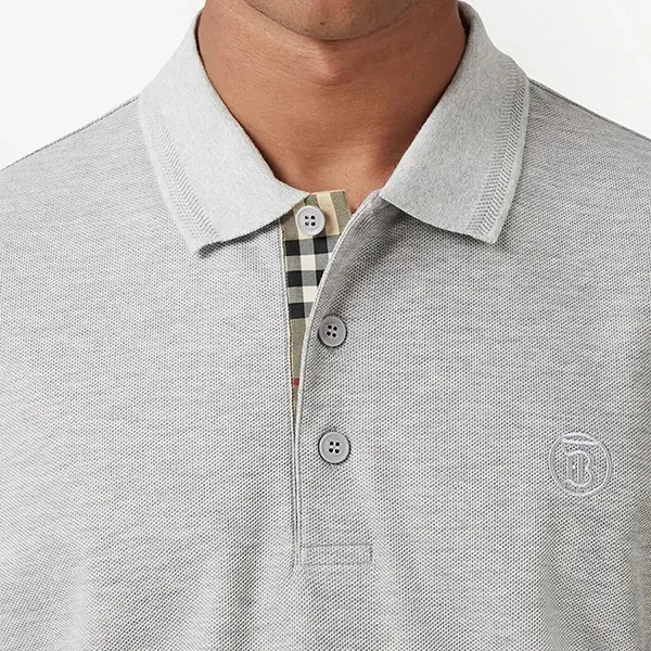 Áo Polo Nam Burberry Logo-embroidered Polo Shirt Màu Xám Size XS