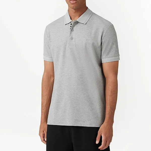 Áo Polo Nam Burberry Logo-embroidered Polo Shirt Màu Xám Size XS