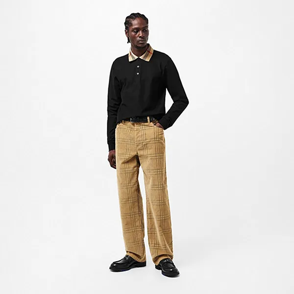 Áo Polo Nam Burberry Men's Long Sleeve Shirt Màu Đen Size S