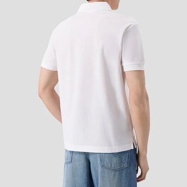 Áo Polo Nam Burberry Metallic EKD Cotton Chalk White Logo Embroidered 8119009 Màu Trắng Size S