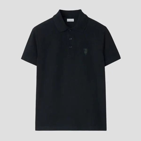 Áo Polo Nam Burberry Navy Blue Cotton With Logo Embroidered At Chest 81009291 Màu Xanh Navy Size XS