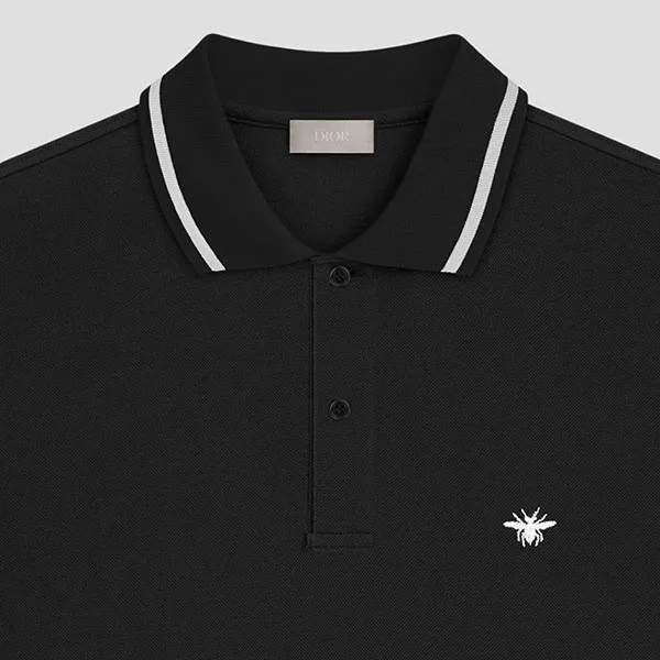 Áo Polo Nam Dior With Bee Embroidery Black Cotton Piqué 733J805B0373 913 Màu Đen Size M
