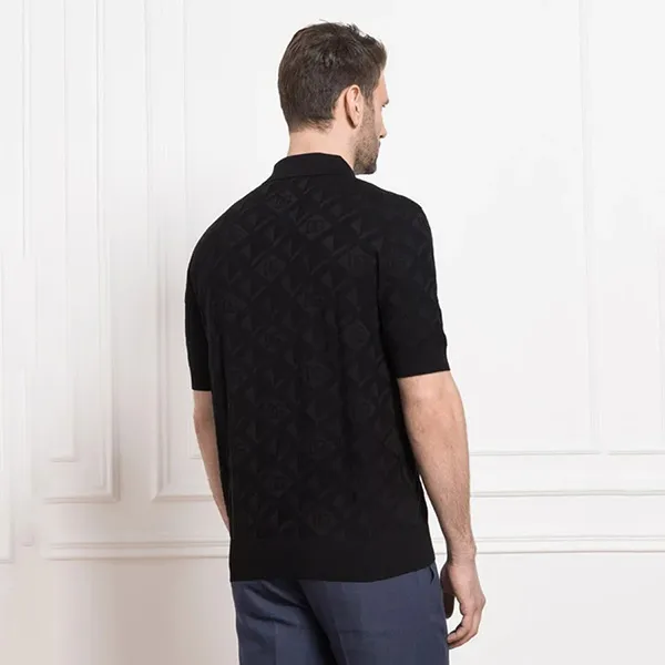 Áo Polo Nam Dolce & Gabbana D&G DG Logo Textured Silk Màu Đen Size 46
