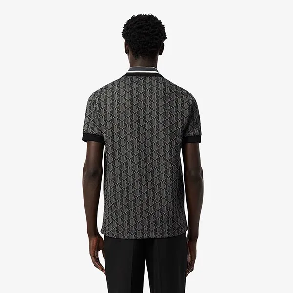 Áo Polo Nam Lacoste Classic Fit Monogram DH1417 4PC Màu Đen Size 5
