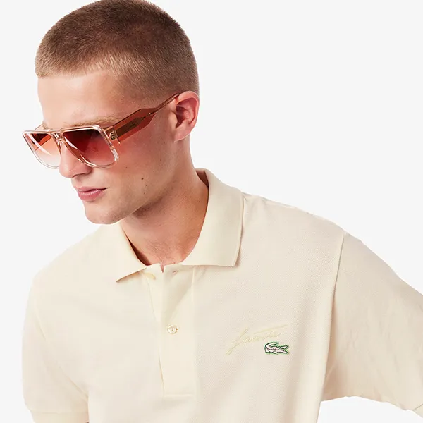 Áo Polo Nam Lacoste Men's Classic Fit Embroidery Detail Piqué PH5465 XFJ Màu Kem Size 3