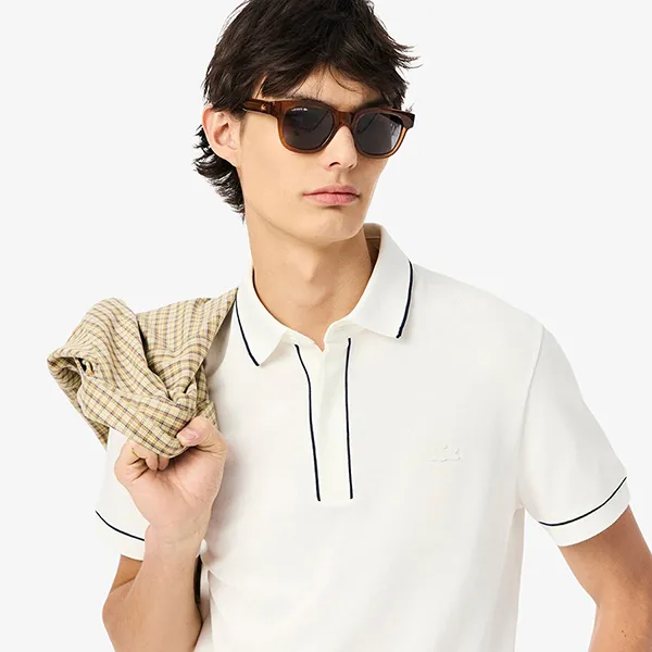 Áo Polo Nam Lacoste Men's Regular Fit Paris Stretch Piqué PH8184 70V Màu Trắng Size 4