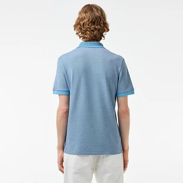 Áo Polo Nam Lacoste Regular Fit Contrast Caviar Texturized Piqué PH7359 IPK Màu Xanh Biển Size 3