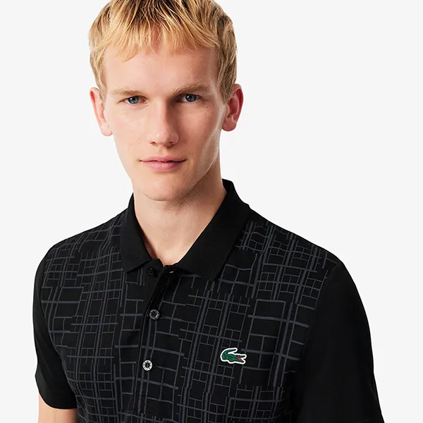 Áo Polo Nam Lacoste Tennis x Novak Djokovic DH4777_031 Màu Đen Size 3