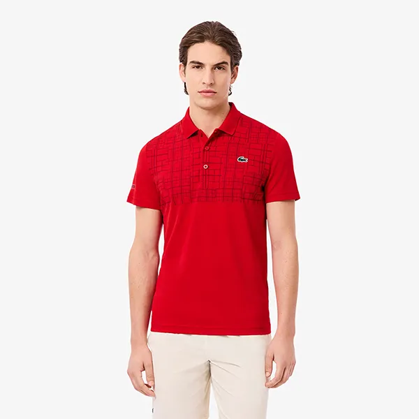 Áo Polo Nam Lacoste Tennis x Novak Djokovic DH4777_240 Màu Đỏ Size 3