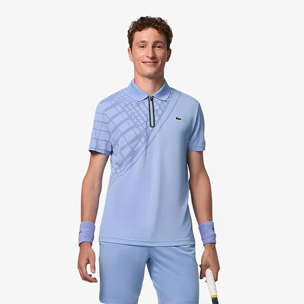 Áo Polo Nam Lacoste Ultra Dry Printed Slim Fit Tennis DH4756_5QD Màu Tím Nhạt Size 3