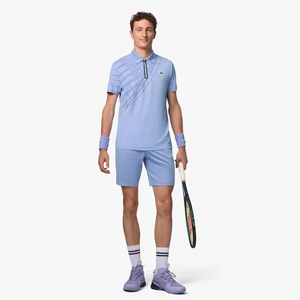 Áo Polo Nam Lacoste Ultra Dry Printed Slim Fit Tennis DH4756_5QD Màu Tím Nhạt Size 3