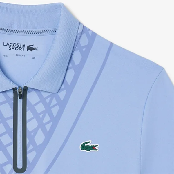 Áo Polo Nam Lacoste Ultra Dry Printed Slim Fit Tennis DH4756_5QD Màu Tím Nhạt Size 3