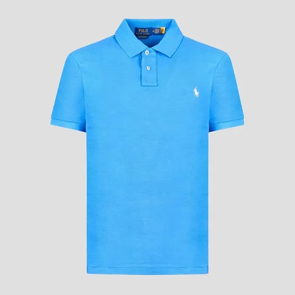 Áo Polo Nam Ralph Lauren Custom Slim Fit Mesh Polo Blue Piquet 710680784415 Màu Xanh Biển Size S