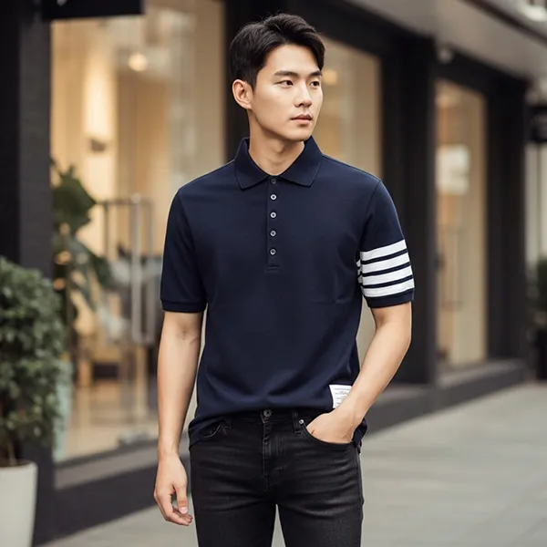 Áo Polo Nam Thom Browne MJP136G/07976 415 Màu Xanh Navy Size 1