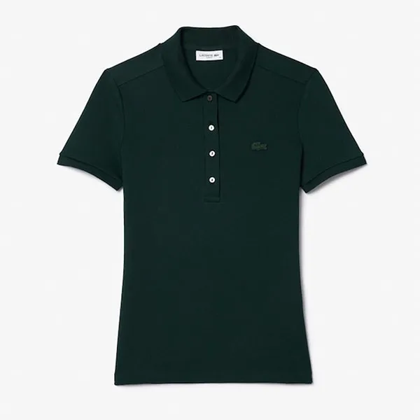Áo Polo Nữ Lacoste Women's L.12.D Slim Fit Stretch Mini Piqué PF5462-51-YZP Màu Xanh Green Size 34
