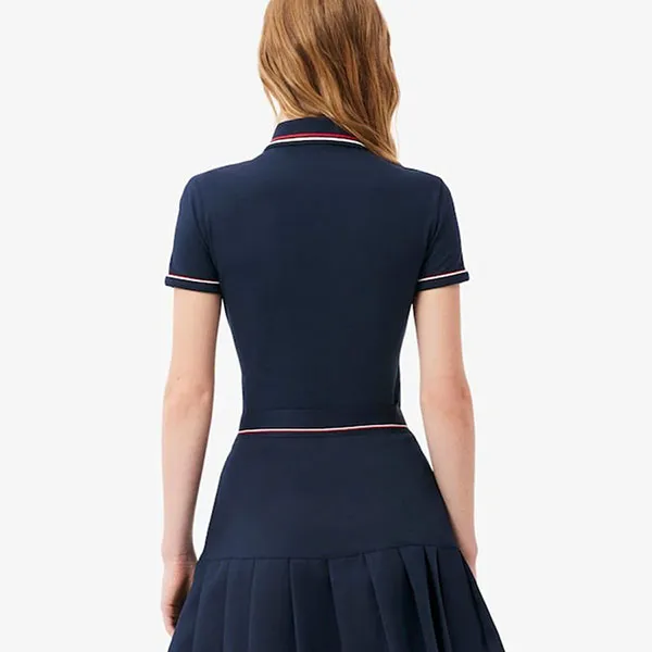 Áo Polo Nữ Lacoste Women's L.12.D Slim Fit Trim Detail DF5284_DB3 Màu Xanh Navy Size 34