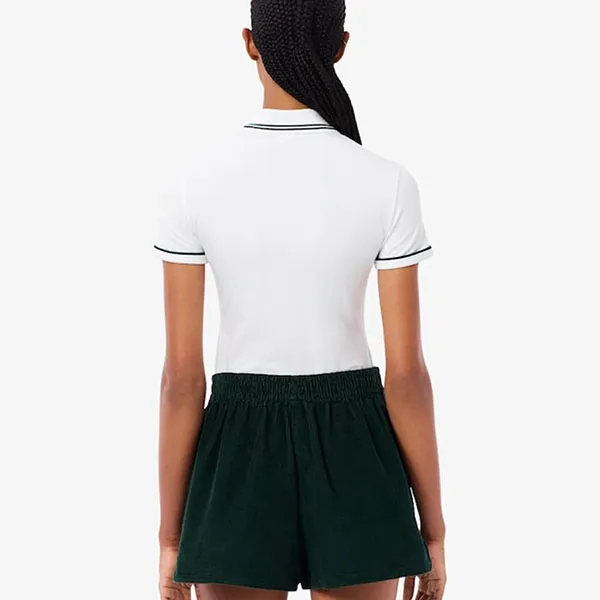 Áo Polo Nữ Lacoste Women's L.12.D Slim Fit Trim Detail DF5284_FMB Màu Trắng Size 36