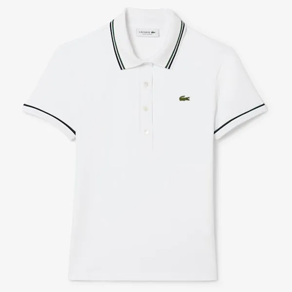 Áo Polo Nữ Lacoste Women's L.12.D Slim Fit Trim Detail DF5284_FMB Màu Trắng Size 36