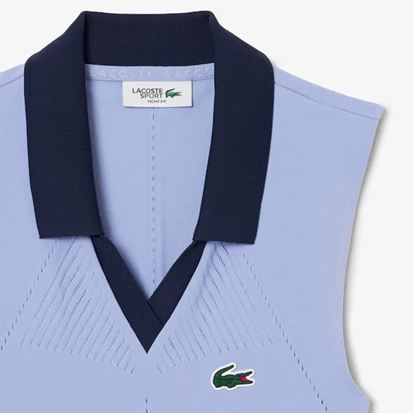 Áo Polo Nữ Lacoste Women's Sleeveless Stretch Knit Tennis PF0614-51-AI2 Màu Tím/Xanh Size 34