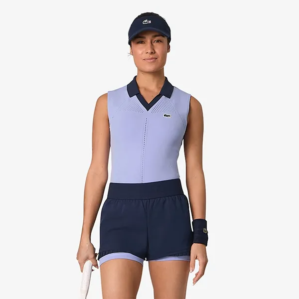Áo Polo Nữ Lacoste Women's Sleeveless Stretch Knit Tennis PF0614-51-AI2 Màu Tím/Xanh Size 34