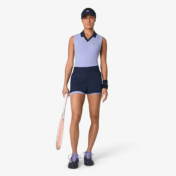 Áo Polo Nữ Lacoste Women's Sleeveless Stretch Knit Tennis PF0614-51-AI2 Màu Tím/Xanh Size 34