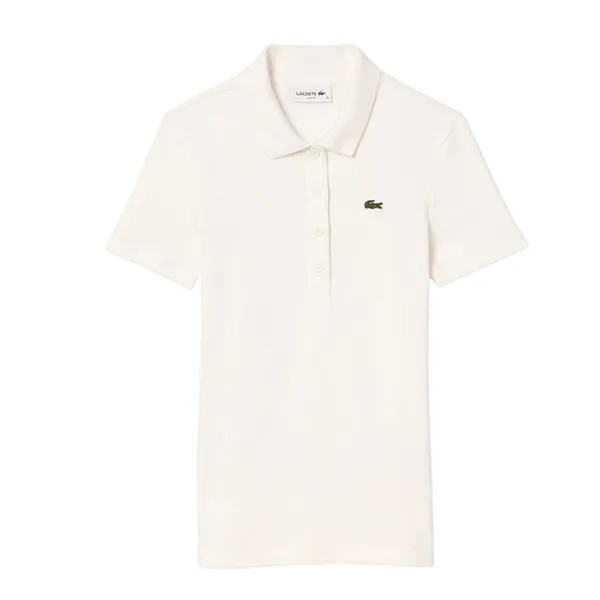 Áo Polo Nữ Lacoste Women's Slim Fit L.12.D Ribbed Cotton DF5377 51 70V Màu Trắng Size 36
