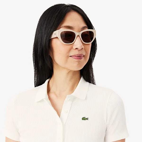 Áo Polo Nữ Lacoste Women's Slim Fit L.12.D Ribbed Cotton DF5377 51 70V Màu Trắng Size 36