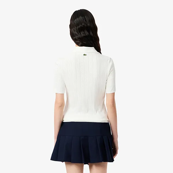 Áo Polo Nữ Lacoste Women's Slim Fit Pointelle Branded L.12.D DF5296-51-70V Màu Trắng Size 36