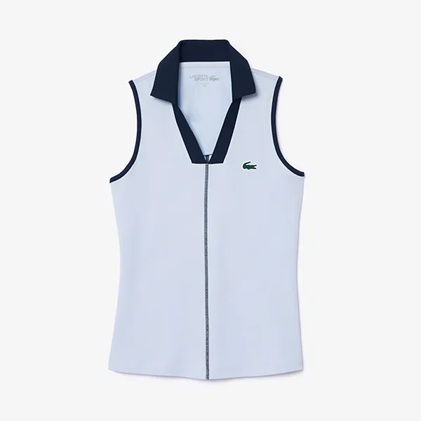 Áo Polo Tennis Lacoste Women's Slim Fit Ultra Dry Sleeveless PF7437-51-X1J Màu Xanh Nhạt Size 40