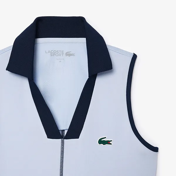 Áo Polo Tennis Lacoste Women's Slim Fit Ultra Dry Sleeveless PF7437-51-X1J Màu Xanh Nhạt Size 40