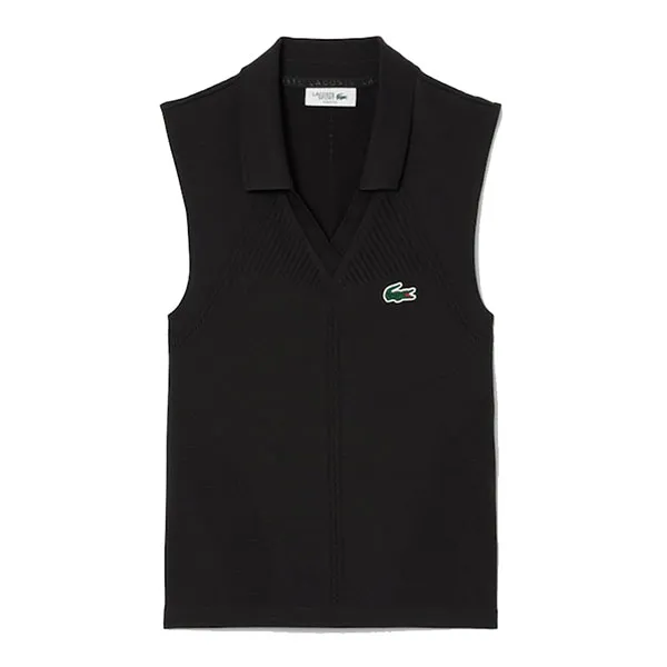 Áo Polo Thể Thao Nữ Lacoste Women's Sleeveless Stretch Knit Tennis PF0614 51 C31 Màu Đen Size 42/44