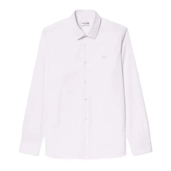 Áo Sơ Mi Dài Tay Nam Lacoste Men's Slim Fit Stretch Poplin Shirt CH5253 001 Màu Trắng Size 38
