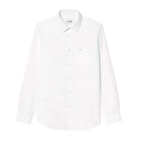 Áo Sơ Mi Dài Tay Nam Lacoste Regular Fit Cotton Shirt CH8522 001 Màu Trắng Size 41