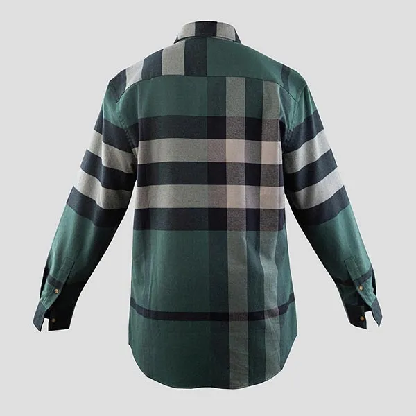 Áo Sơ Mi Nam Burberry Claverdon Check Long-Sleeve Shirt In Green 81121081 Màu Xanh Đen Size XS