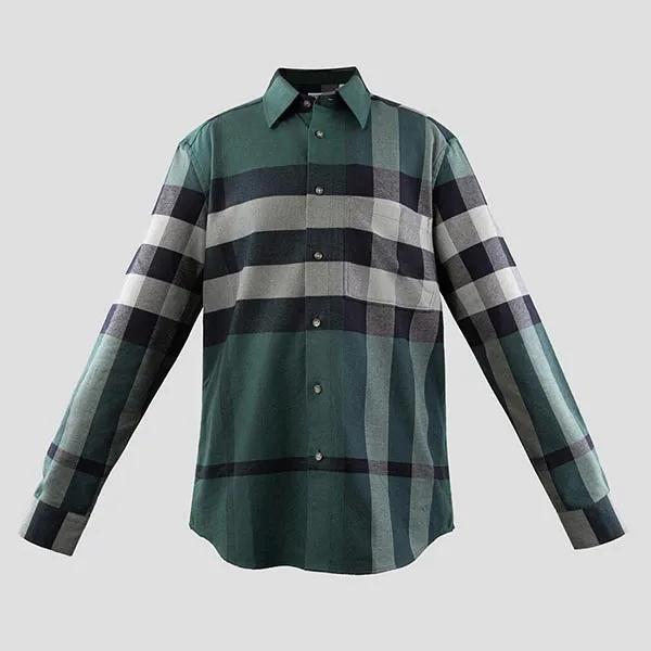 Áo Sơ Mi Nam Burberry Claverdon Check Long-Sleeve Shirt In Green 81121081 Màu Xanh Đen Size XS