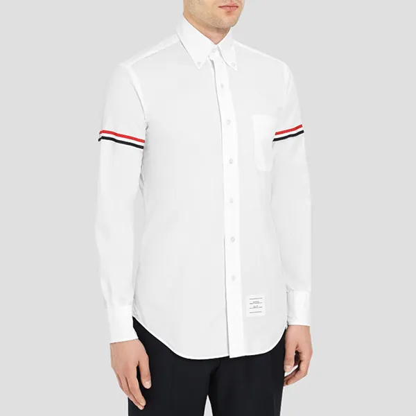 Áo Sơ Mi Nam Thom Browne Three-Stripe Armband Poplin Shirt Long-sleeve MWL150E-00906 114 Màu Trắng Size 1