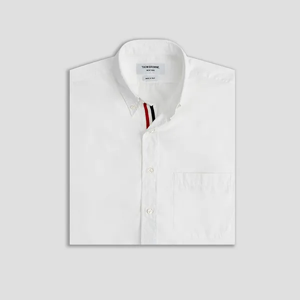Áo Sơ Mi Nam Thom Browne Three-stripe Grosgrain Placket Solid MWS002E 03113 100 Màu Trắng Size 1