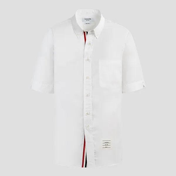 Áo Sơ Mi Nam Thom Browne Three-stripe Grosgrain Placket Solid MWS002E 03113 100 Màu Trắng Size 1