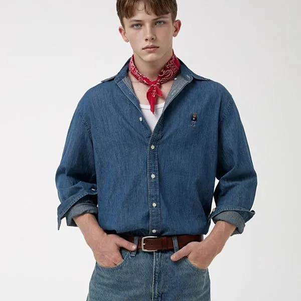 Áo Sơ Mi Nam WHOAU Steve Denim Shirts WHYJF4823U Màu Xanh Navy