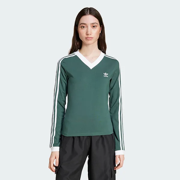 Áo Thun Dài Tay Nữ Adidas Long Sleeve V-Neck Dress IY7249 Màu Xanh Lá Size S