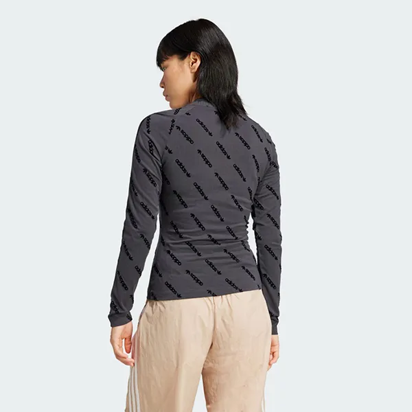 Áo Thun Dài Tay Nữ Adidas Mono LS Top JE8355 Màu Xám Đậm Size S
