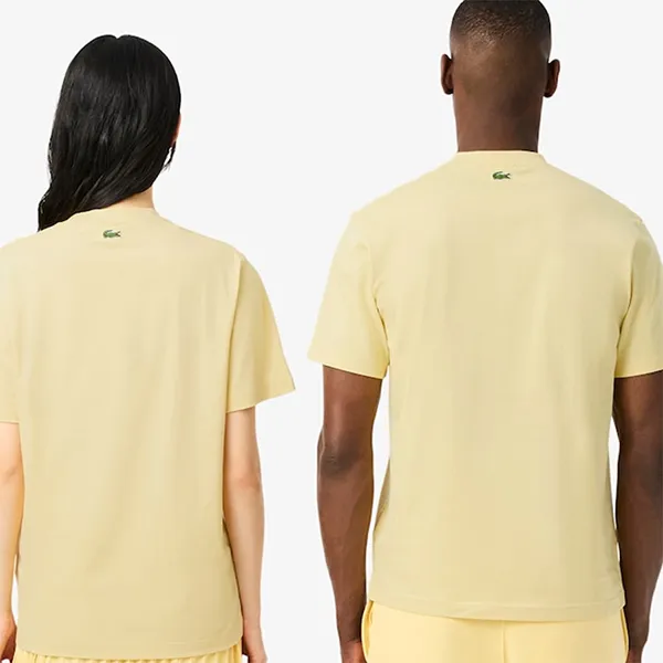 Áo Thun Lacoste Unisex Signature Print Cotton T-Shirt TH2739 361 Màu Vàng Size 3