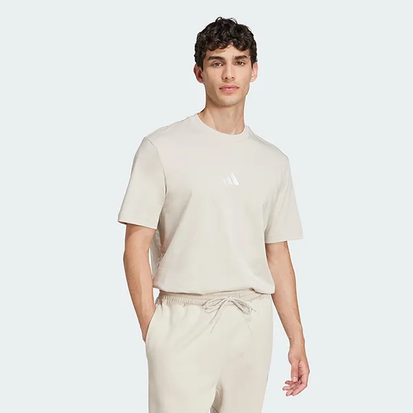 Áo Thun Nam Adidas Essentials 3-Stripes Single Jersey TShirt JD1779 Màu Be Size S