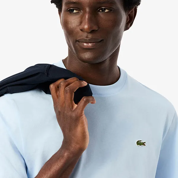 Áo Thun Nam Lacoste Men's Cotton TShirt TH7318 T01 Màu Xanh Nhạt Size 3