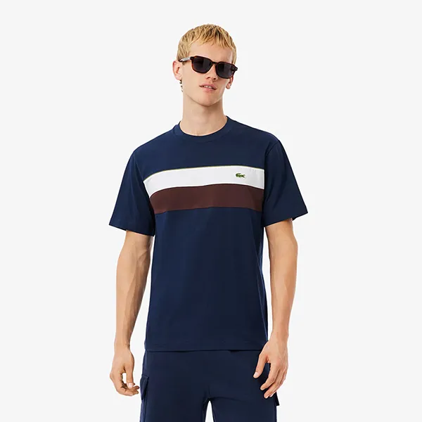 Áo Thun Nam Lacoste Men's Jersey Colorblock T-Shirt TH5890 6WZ Màu Xanh Navy Size 3