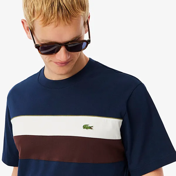 Áo Thun Nam Lacoste Men's Jersey Colorblock T-Shirt TH5890 6WZ Màu Xanh Navy Size 3