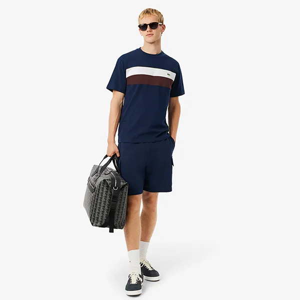 Áo Thun Nam Lacoste Men's Jersey Colorblock T-Shirt TH5890 6WZ Màu Xanh Navy Size 3