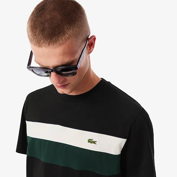 Áo Thun Nam Lacoste Men's Jersey Colorblock T-Shirt TH5890 6XH Màu Đen Size 3