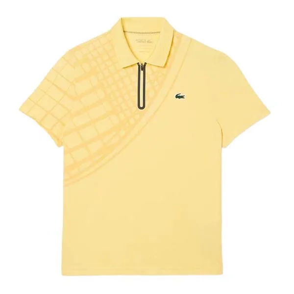 Áo Polo Nam Lacoste Men's Ultra Dry Printed Slim Fit Tennis Polo Shirt DH4756 107 Màu Vàng Pastel Size 3
